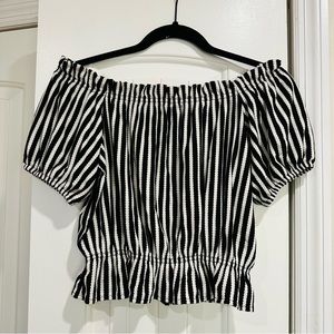 H&M Striped Off the Shoulder Top Women’s Small